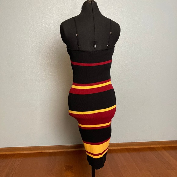 M Windsor Stripe Black Red Sweater bodycon midi fitted pencil dress Sleeveless - Picture 8 of 9